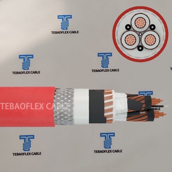 Close-up of steel wire armouring layer on (N)3GHSSHCH mining cable by TEBAOFLEX