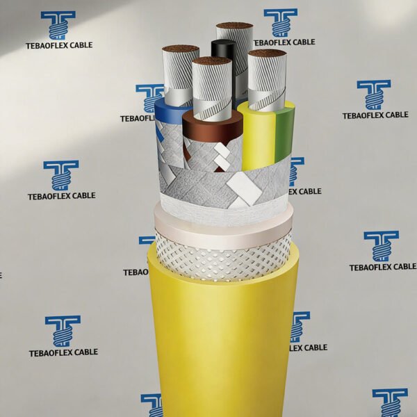 TRM-J 0.69/1.15kV mining rubber cable by TEBAOFLEX with black rubber sheath for underground mining