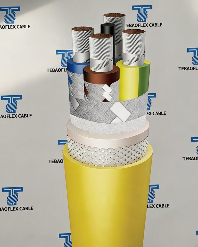 TRM-J 0.69/1.15kV mining rubber cable by TEBAOFLEX with black rubber sheath for underground mining