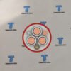 ntscgewoeu-lwl-wr-construction-fibre-optic-cross-section Cross section of (N)TSCGEWOEU LWL WR showing 3 power cores, 3 earth cores and integrated fibre optic elements